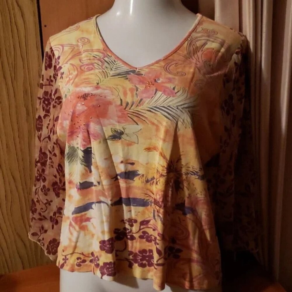 Women's Casual Tops 2 pieces Size XL Caribbean Joe plus Tank